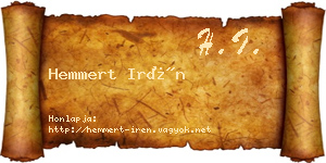 Hemmert Irén névjegykártya